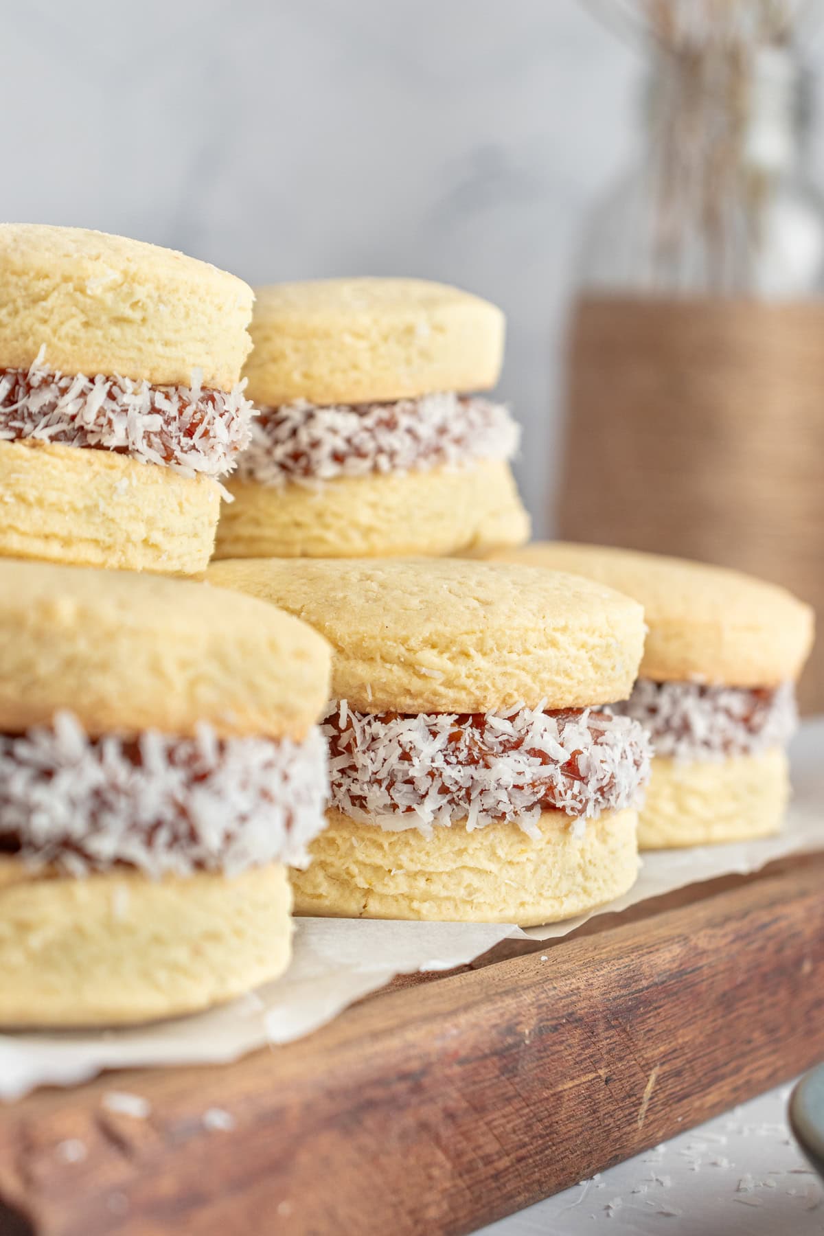 Stacked alfajores. 