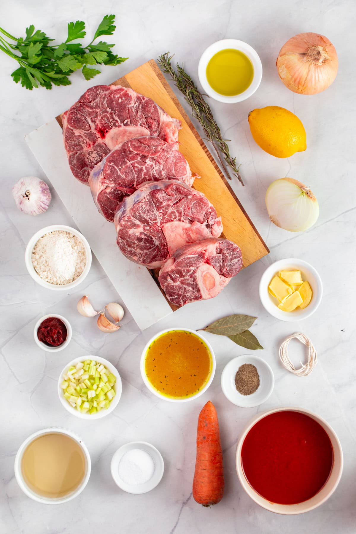 Osso Buco Recipe ingredients.