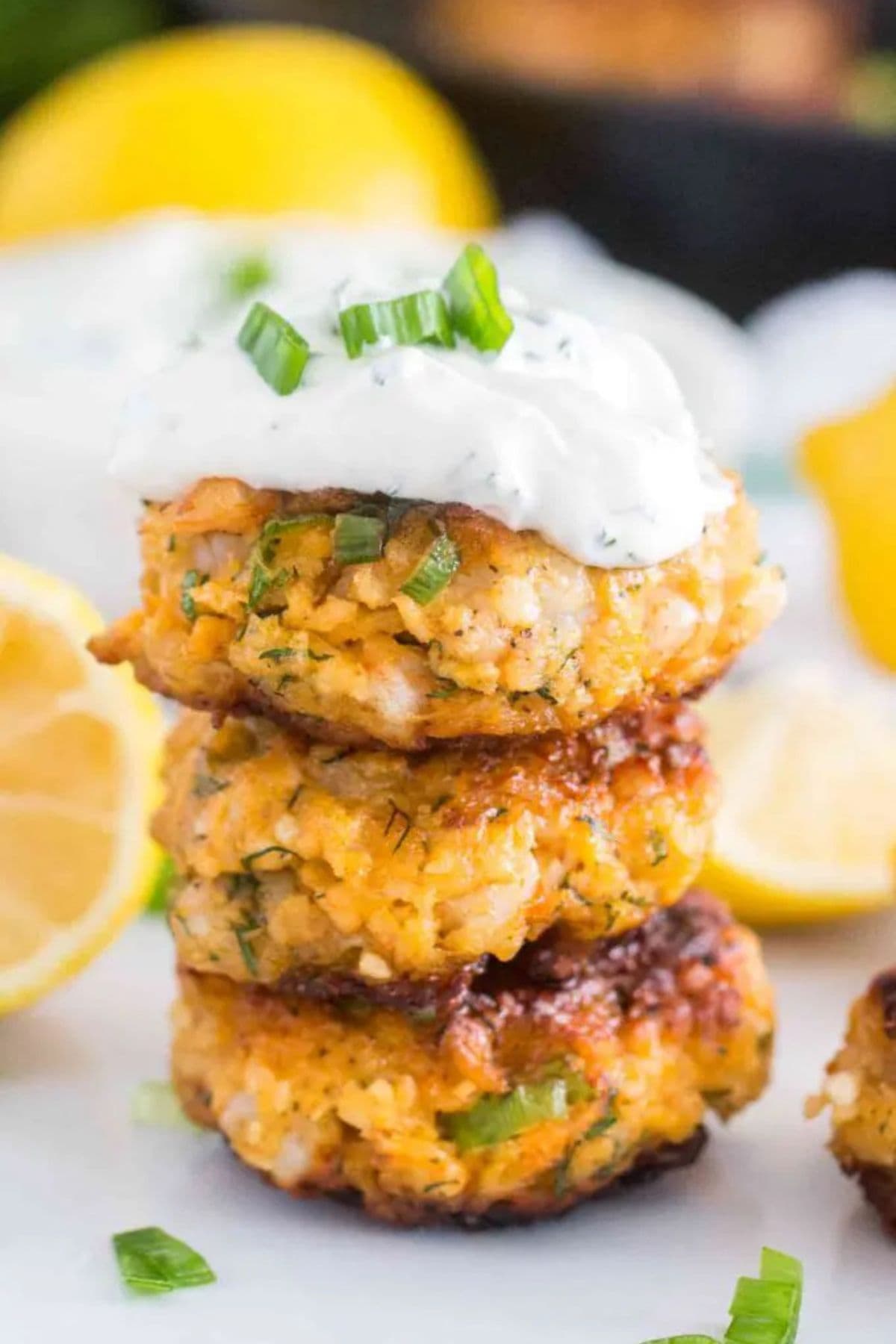 Shrimp cakes on a table.