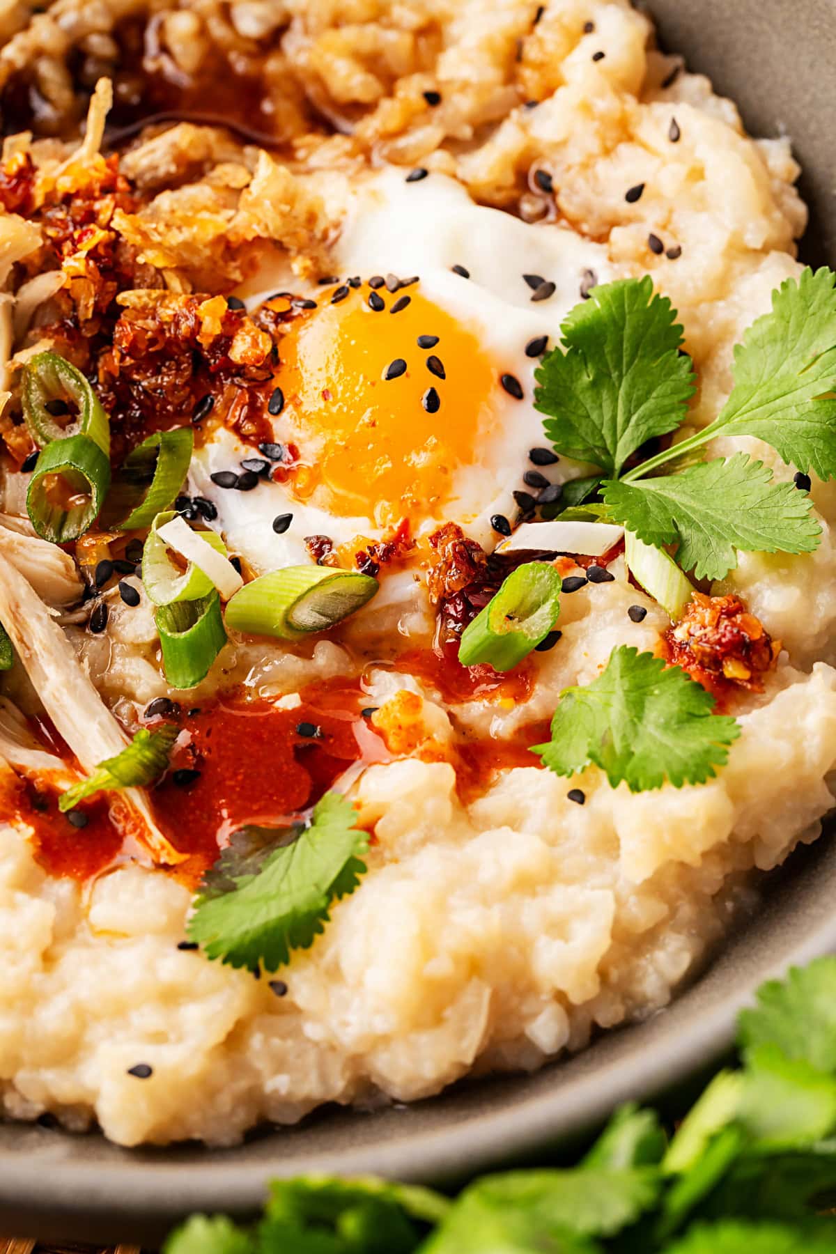 Breakfast Congee in a bowl. 