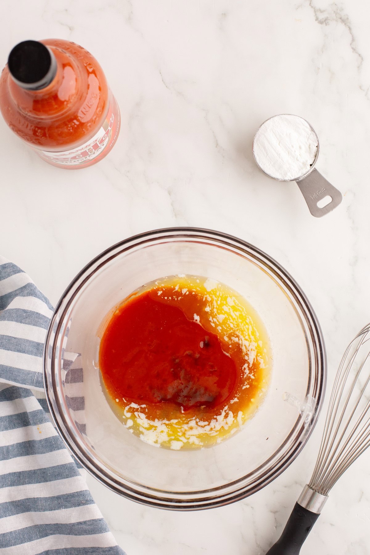 Ingredients in a bowl for sauce. 