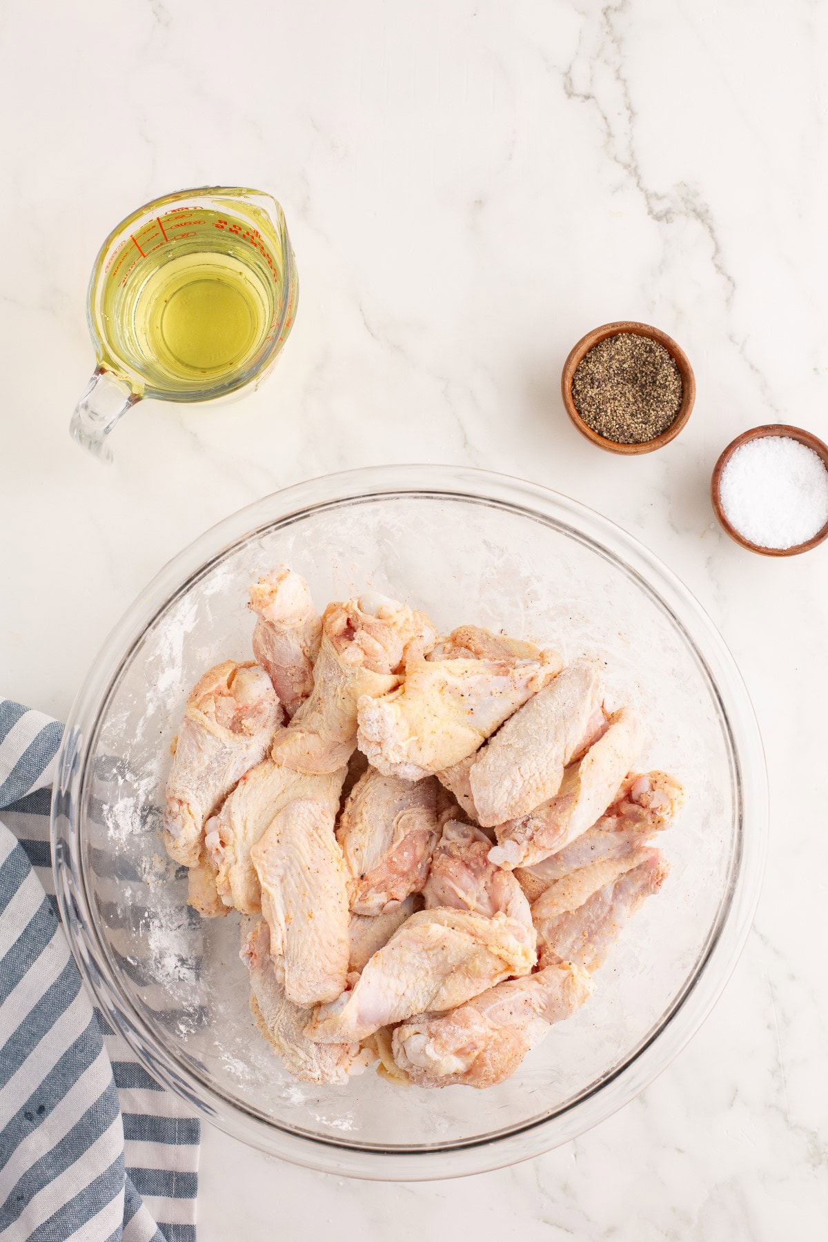 Wings in cornstarch. 