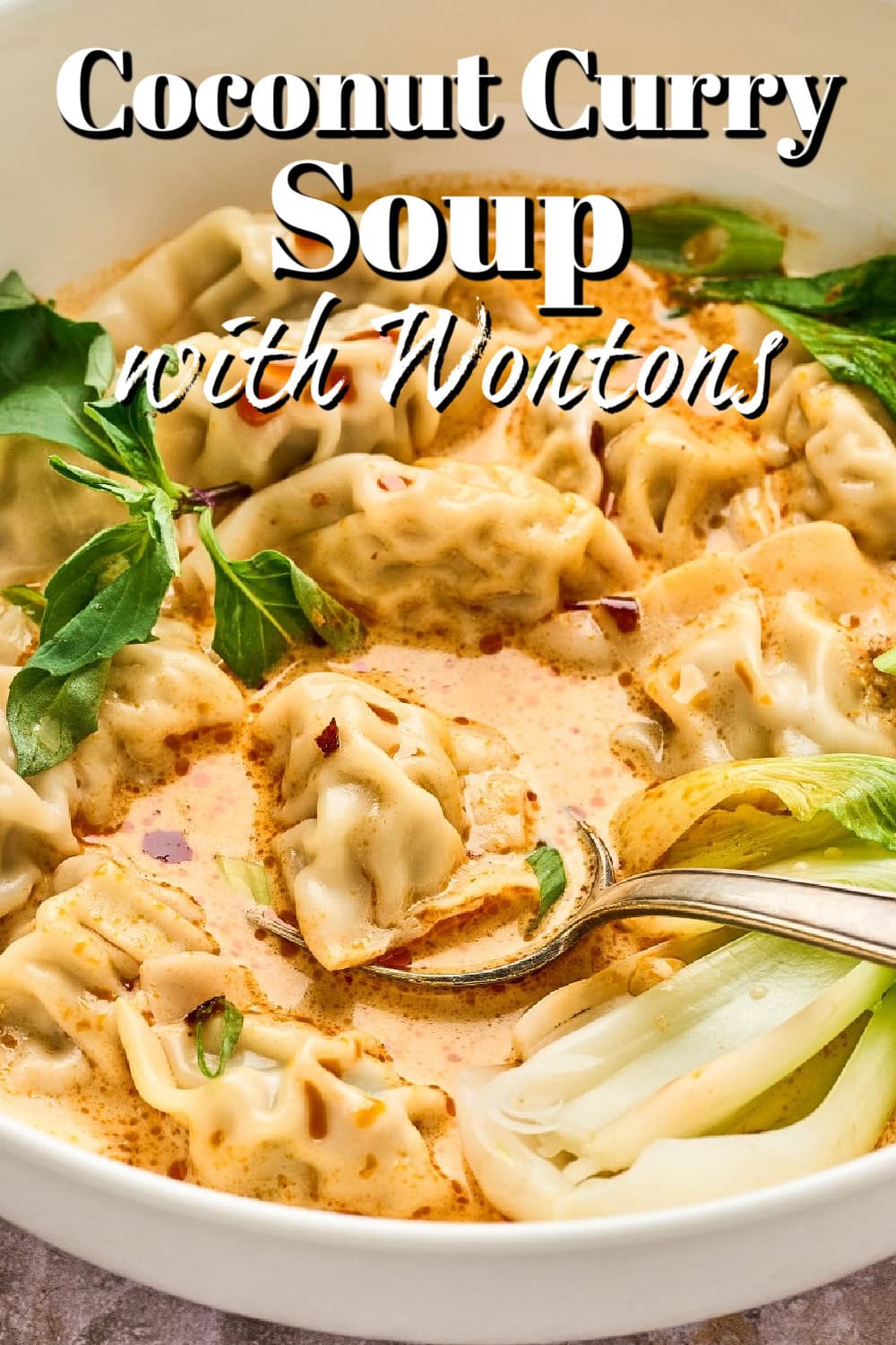 Coconut Curry Soup with Wontons Pin. 