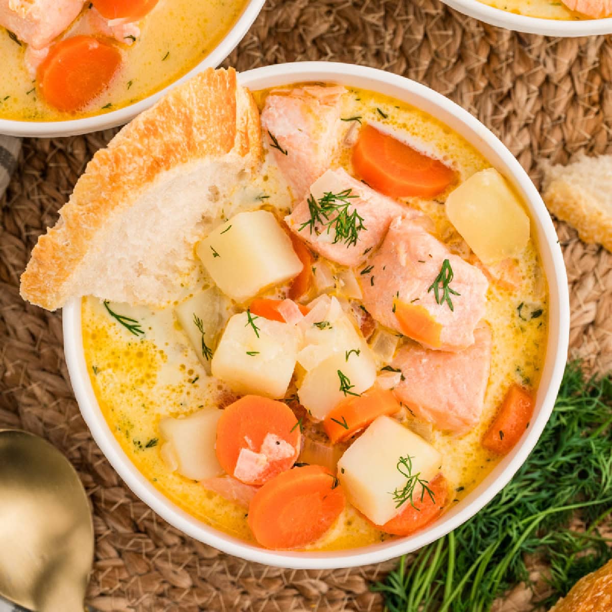 Overhead bowl of soup. 