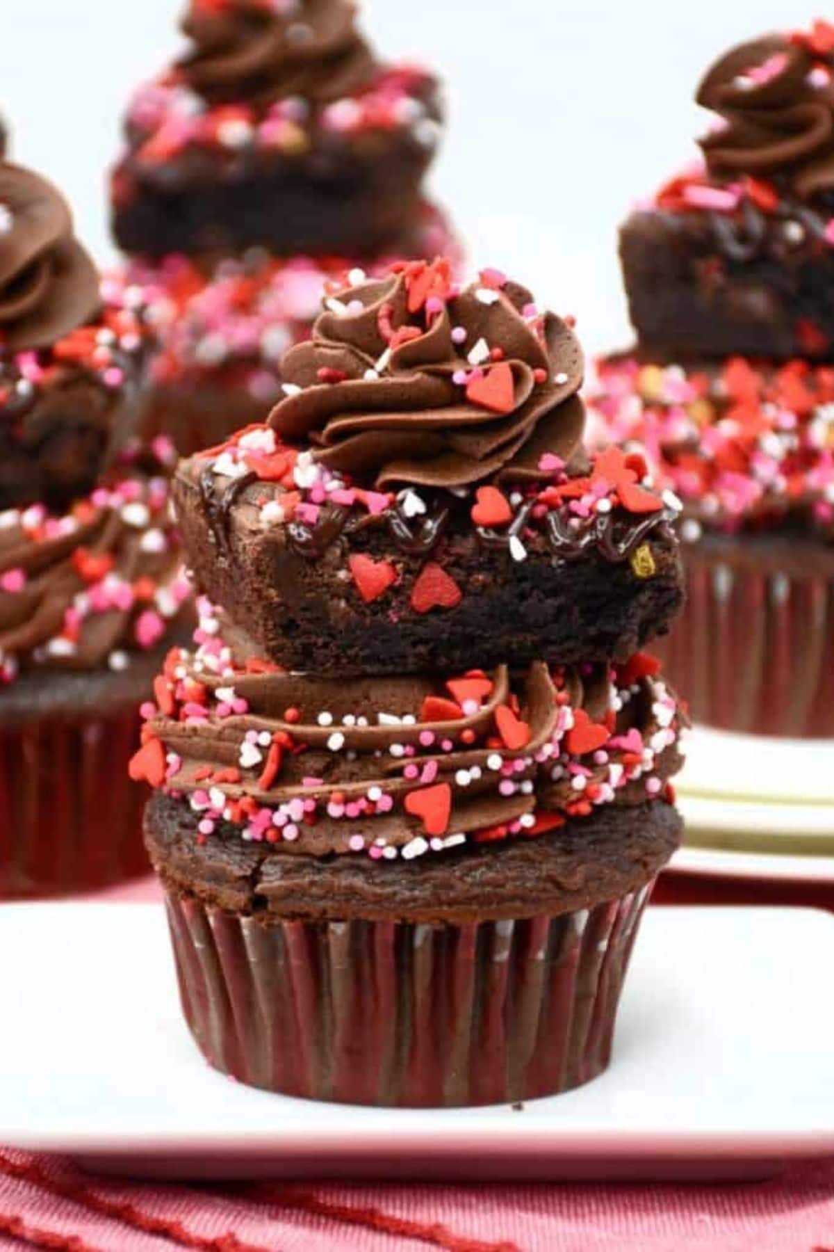 Brownie cupcakes on a plate.