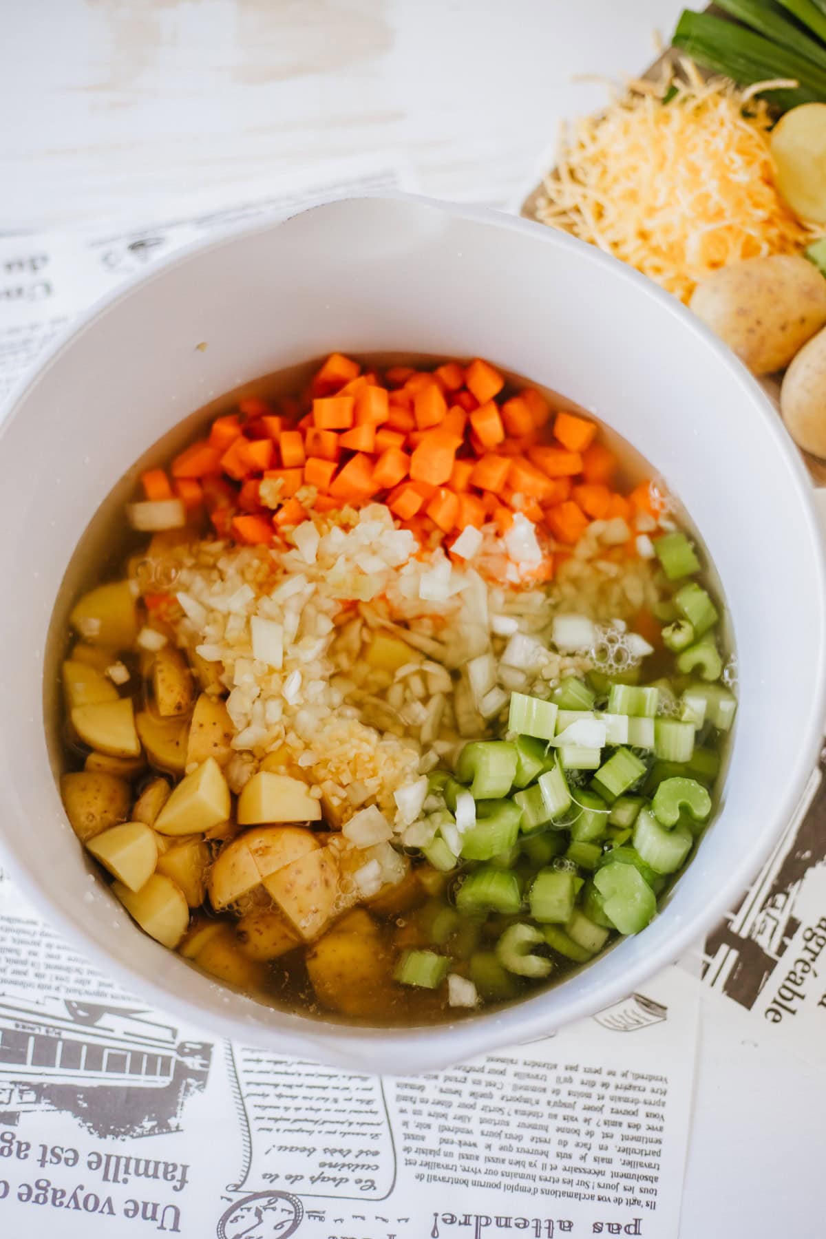 Vegetables in broth. 