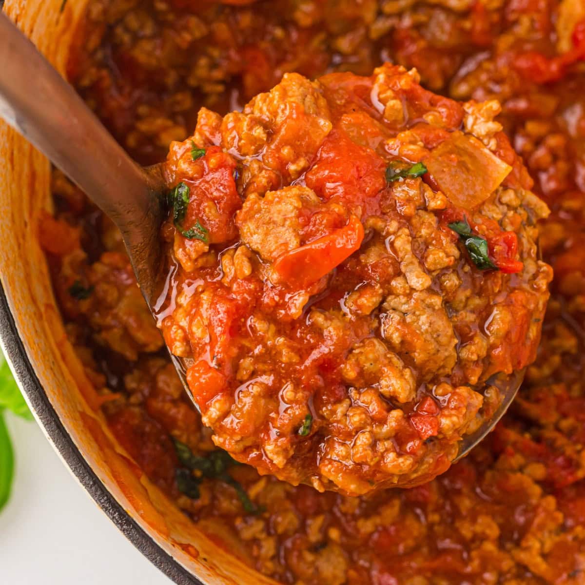 Close up of a ladle full.