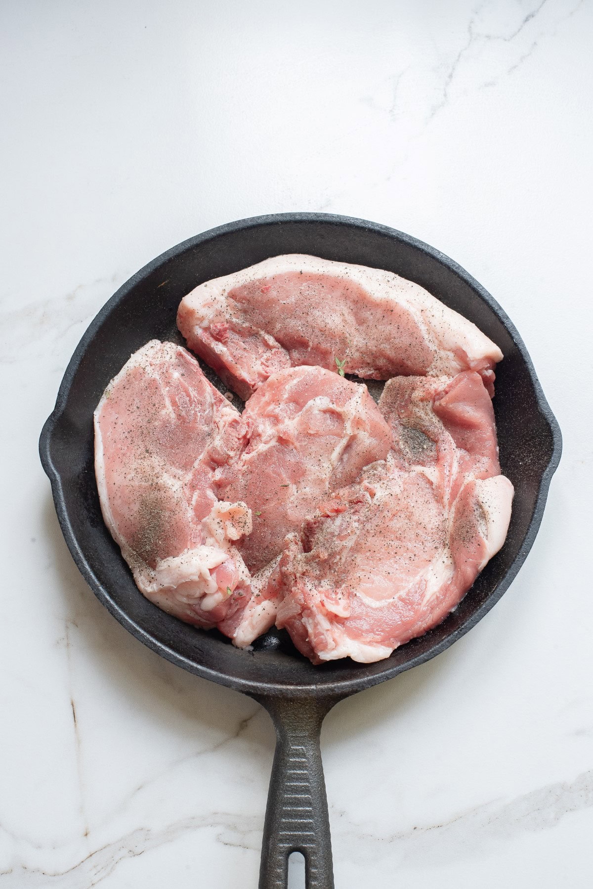 Seasoned pork chops. 