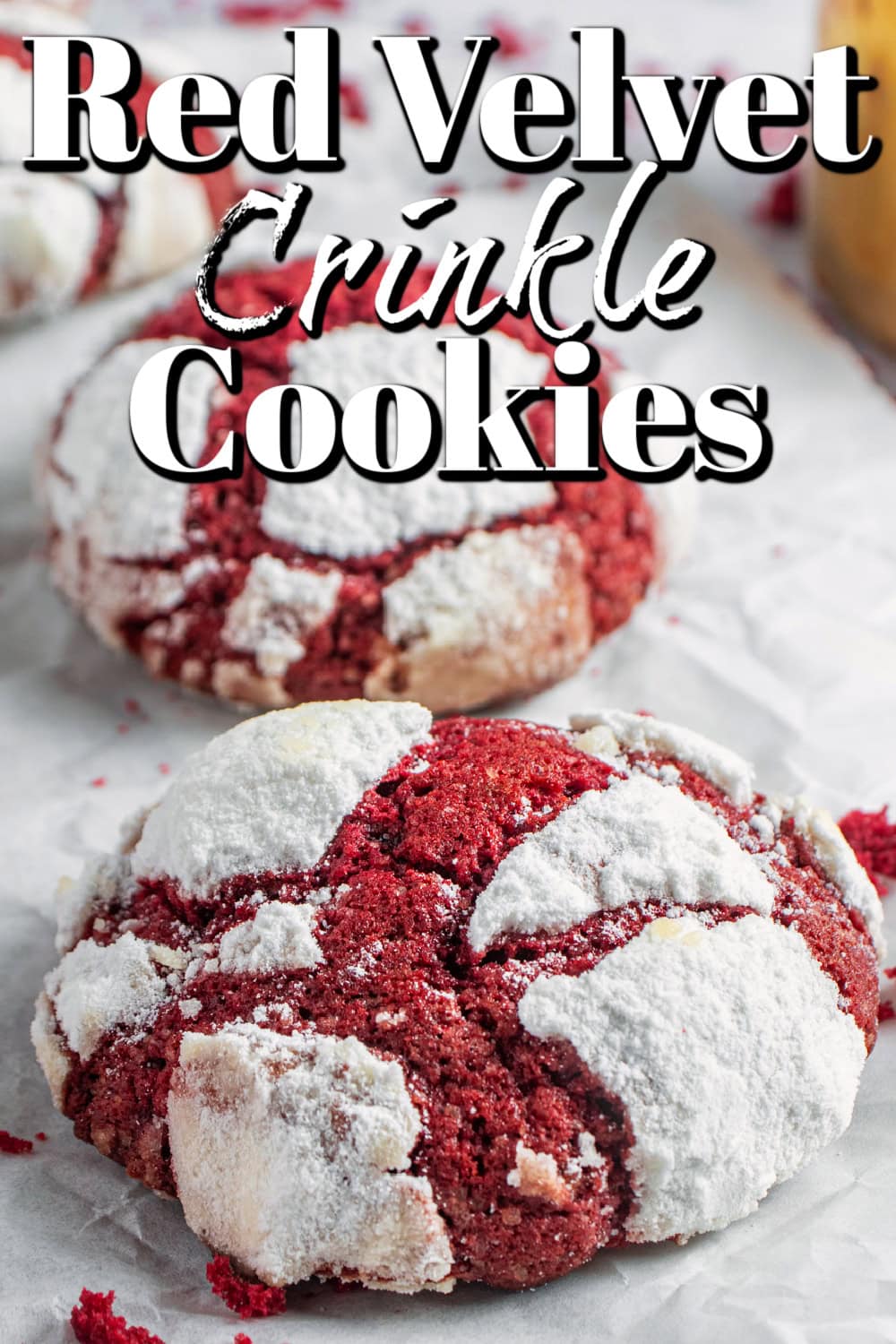 Red Velvet Crinkle Cookies Pin. 