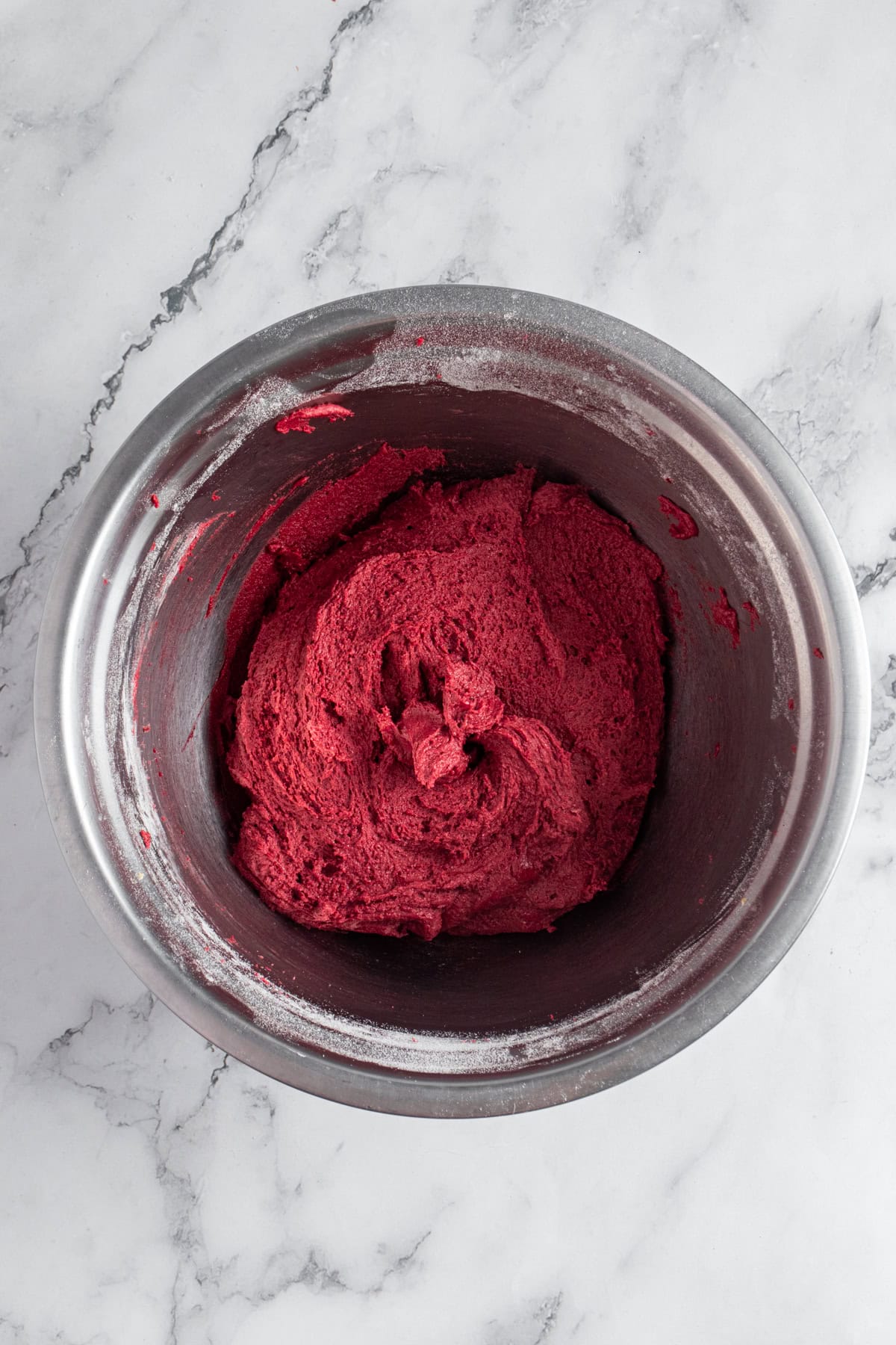 Red velvet cookies batter.