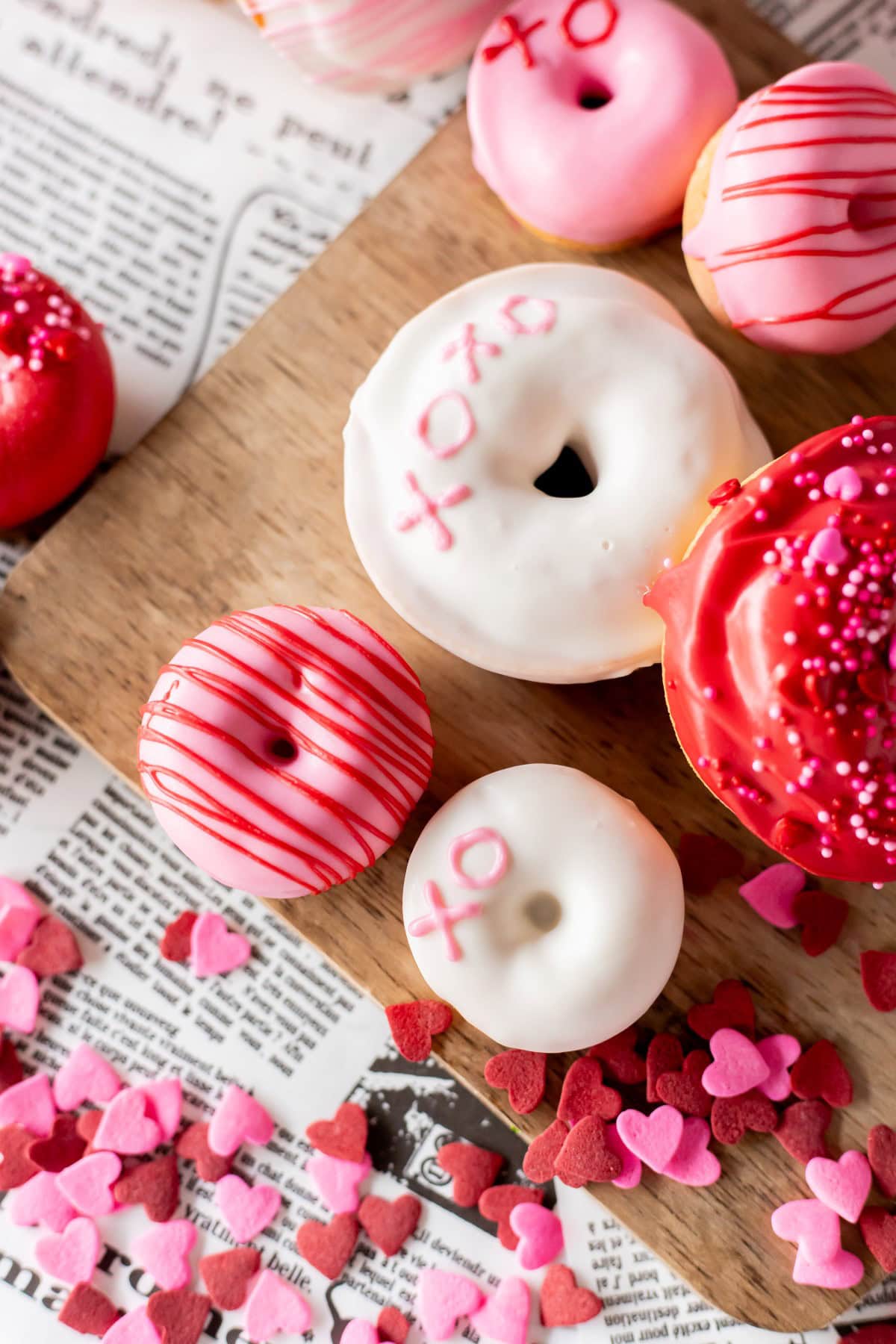 Overhead Valentine's Day Donuts on board.