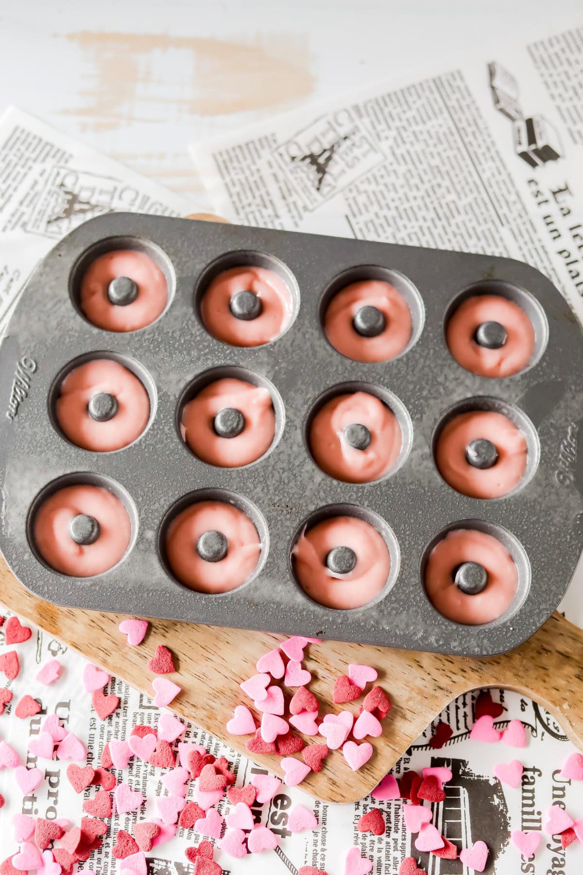 Filled donut pan. 