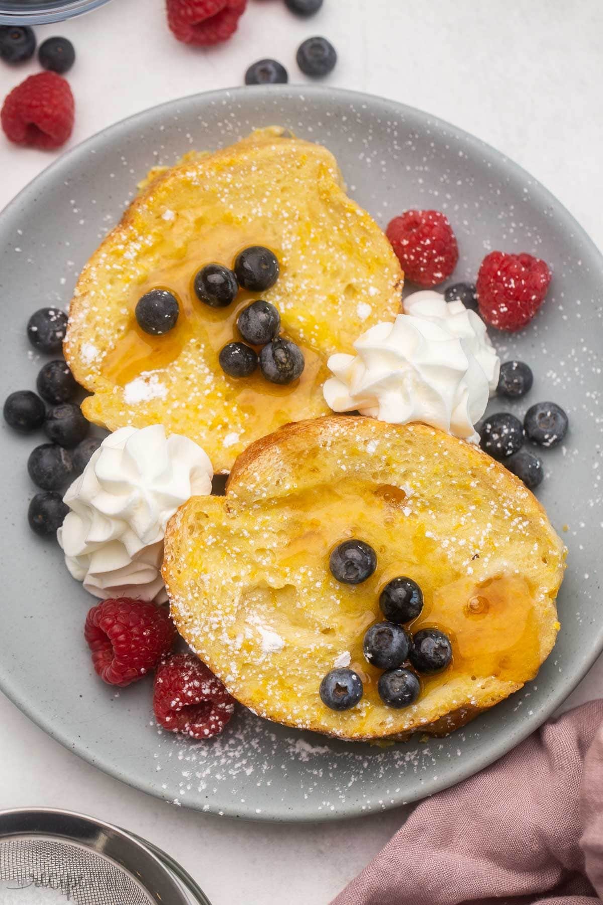 Lemon french toast on plate.