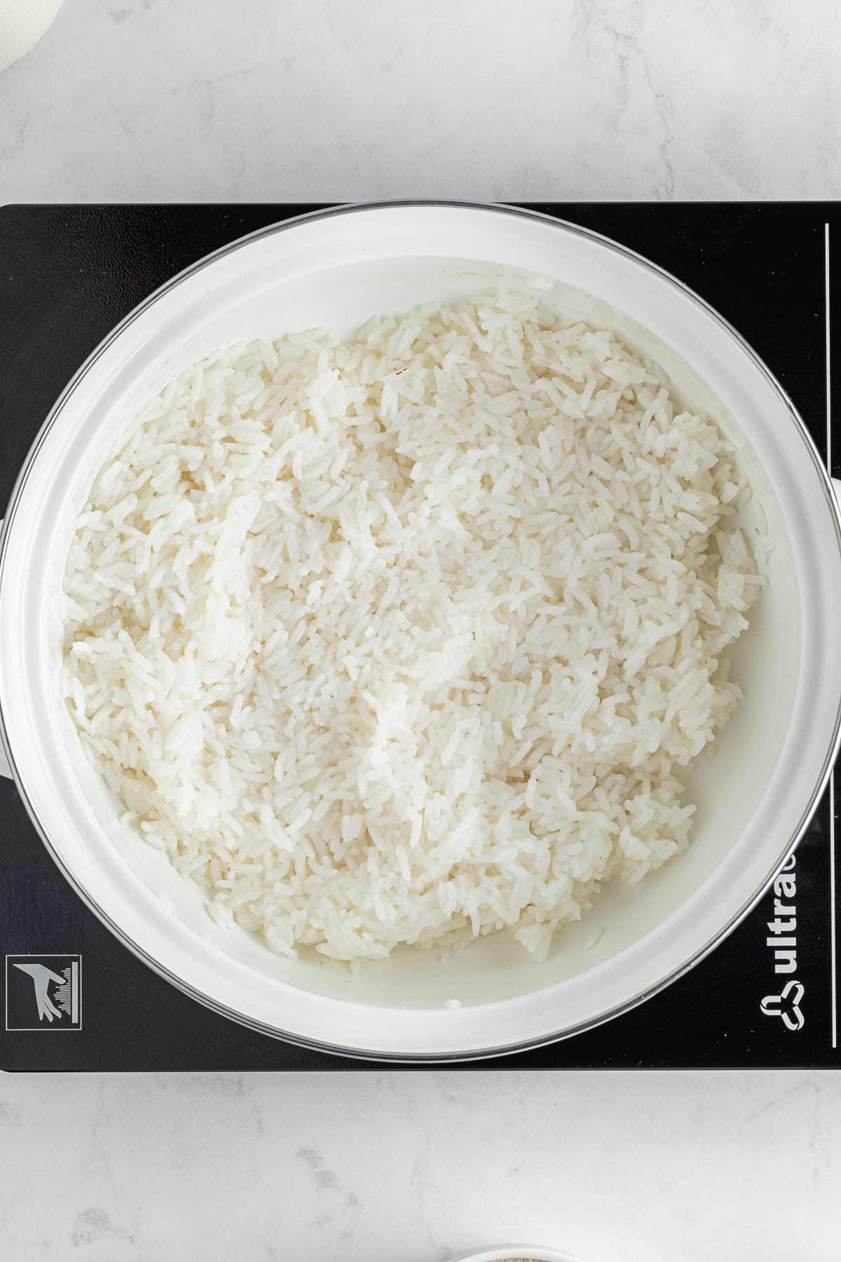 Cooked white rice.