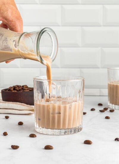 Pouring Baileys Irish Cream.