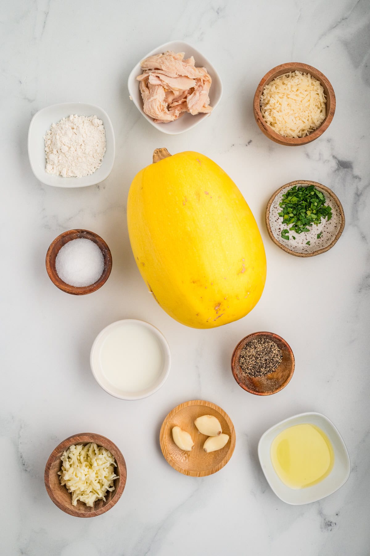 Chicken Alfredo Spaghetti Squash ingredients. 