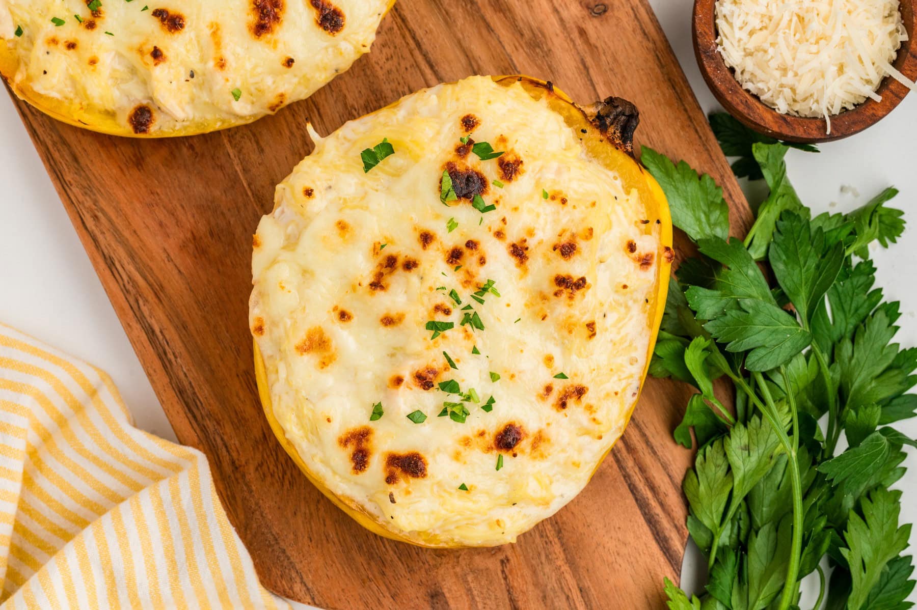 Baked spaghetti squash horizontal. 