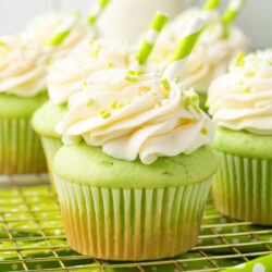 Close-up St. Patrick's Day Cupcakes.