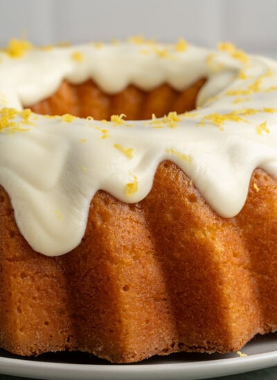 Close-up of Limoncello Cake.