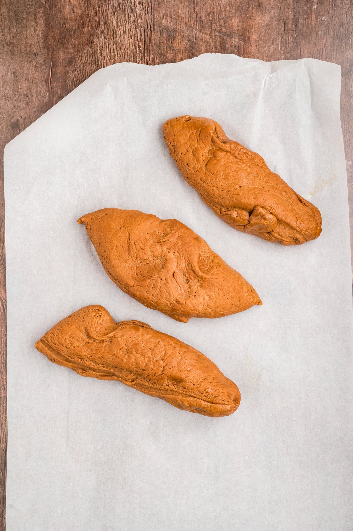 Dough in 3 sections. 