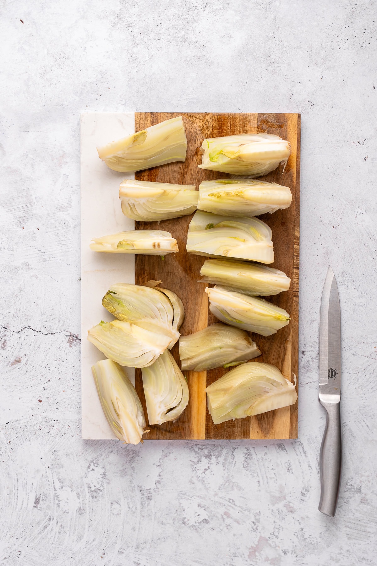 This recipe for Baked Fennel With Parmesan Cheese is unique and delicious. Baking fennel makes it mellow, and the butter and cheese make it excellent. Chopped fennel.