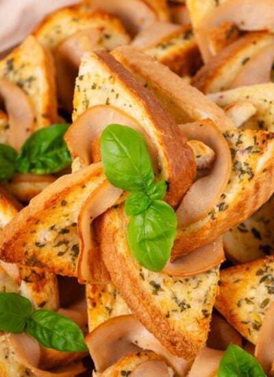 Close-up of Ham and Cheese Pinwheels.