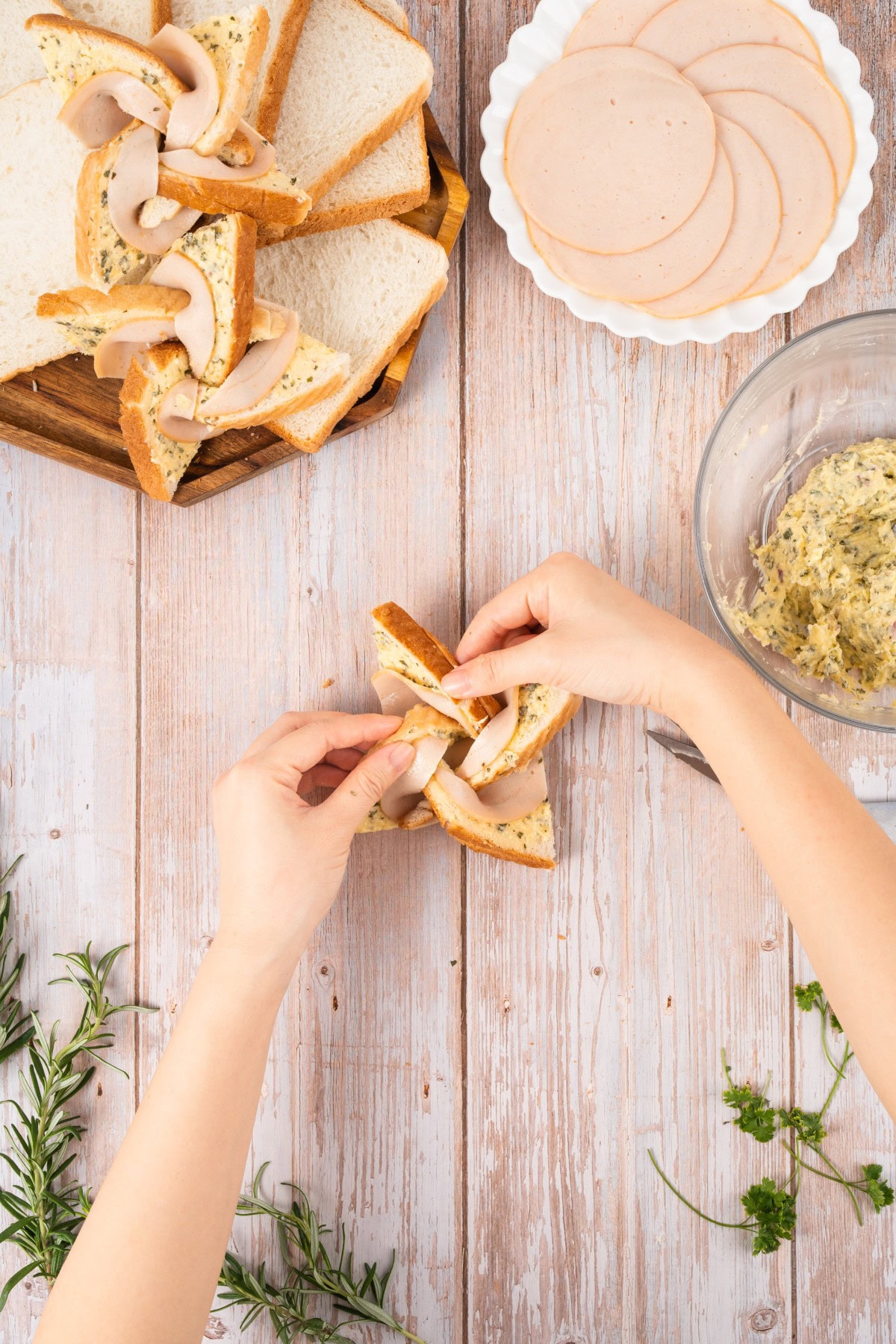 What fun are these Ham and Cheese Pinwheels, but best of all, they taste amazing. Your kids are going to ask for them all the time!! Finishing the pinwheel.