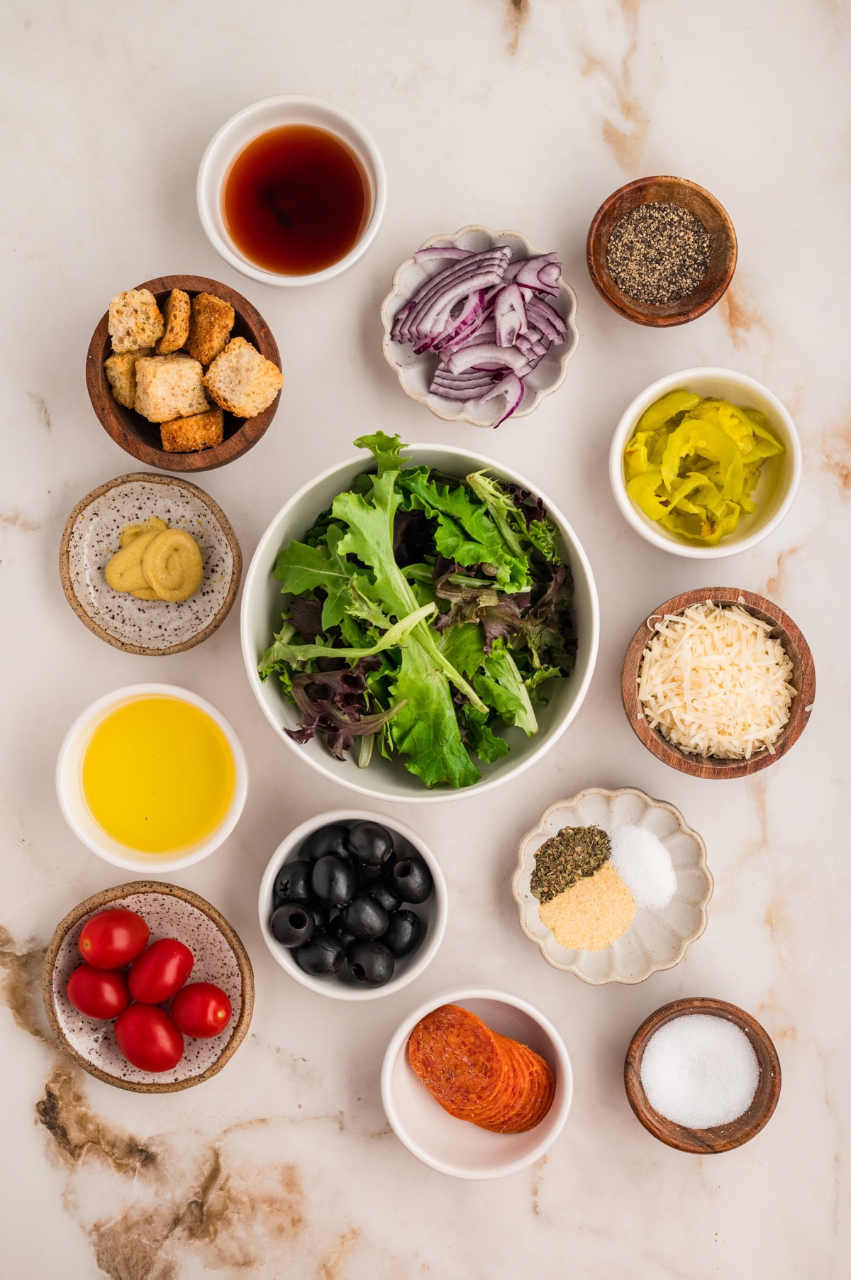An Italian Chopped Salad adds a lot of bold flavor to any meal, but also it is healthy and delicious. This salad goes with so many mains you will want to make it again and again. Recipe Ingredients.