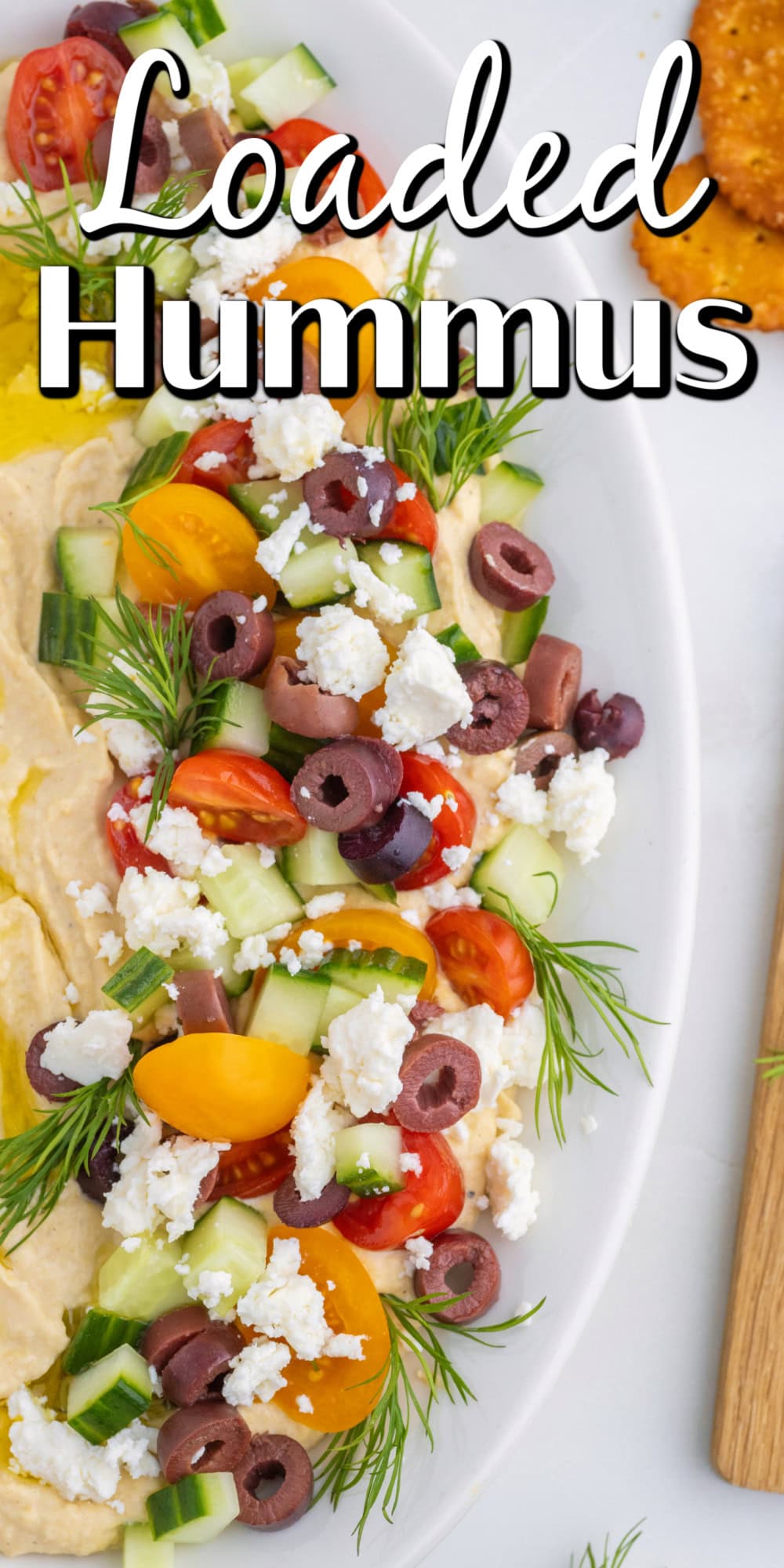 Want to up your appetizer to a healthy level without compromising flavor? Then try this amazing Loaded Hummus!! Everyone will dive into this delicious dish and you can watch it disappear. Loaded Hummus Pin.