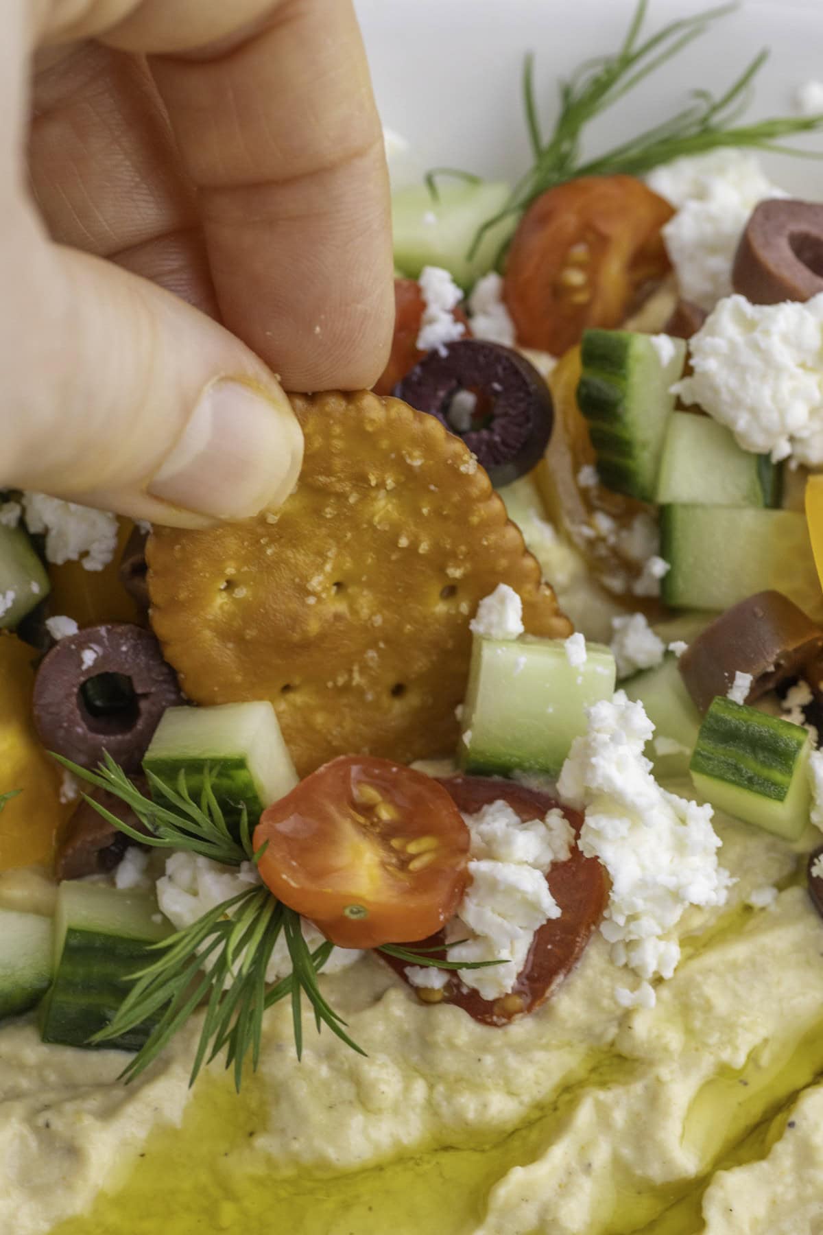 Want to up your appetizer to a healthy level without compromising flavor? Then try this amazing Loaded Hummus!! Everyone will dive into this delicious dish and you can watch it disappear. Dipping in.