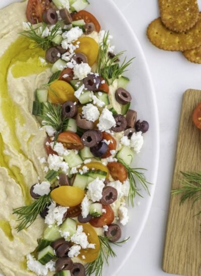Overhead of loaded hummus.