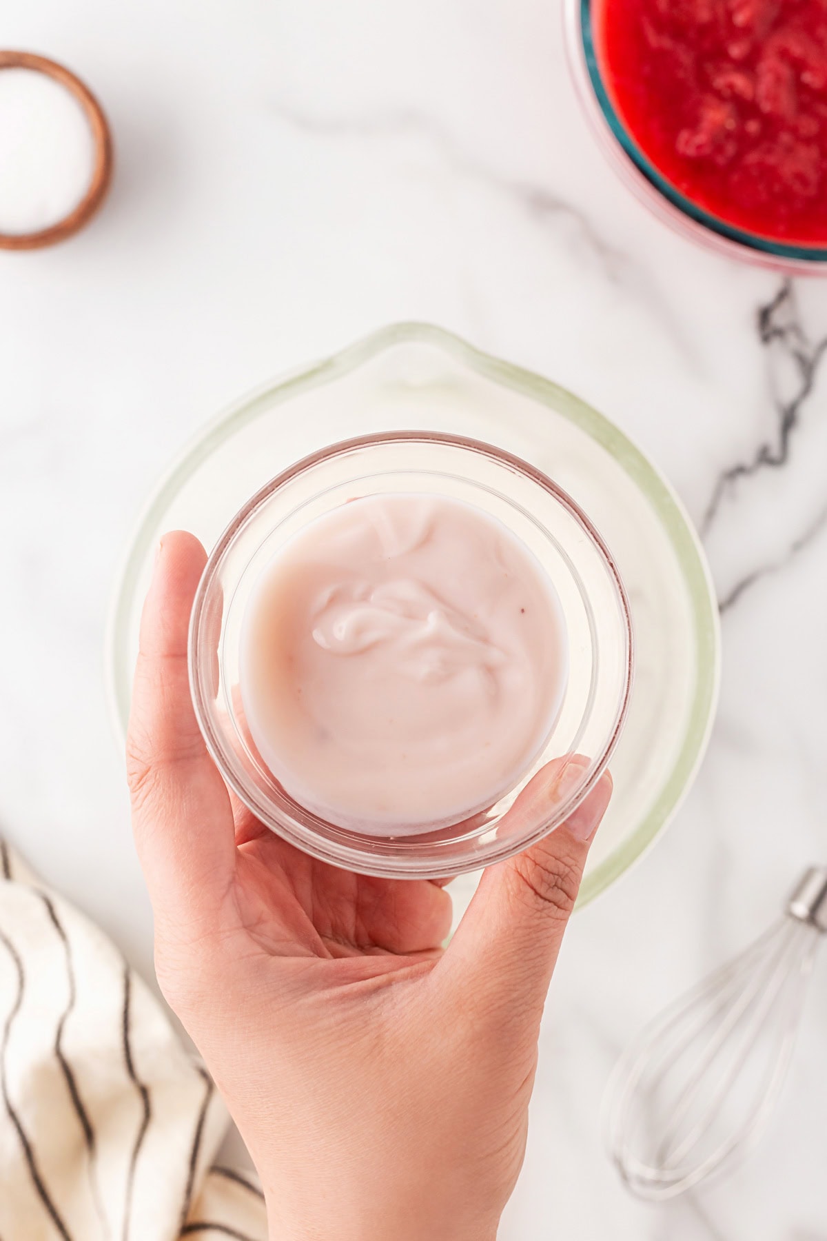 A delightful Rhubarb Fool is easy to make yet offers an elegant dessert. It is perfect after a BBQ in the spring and summer, as it is light as a cloud. Adding strawberry yogurt.
