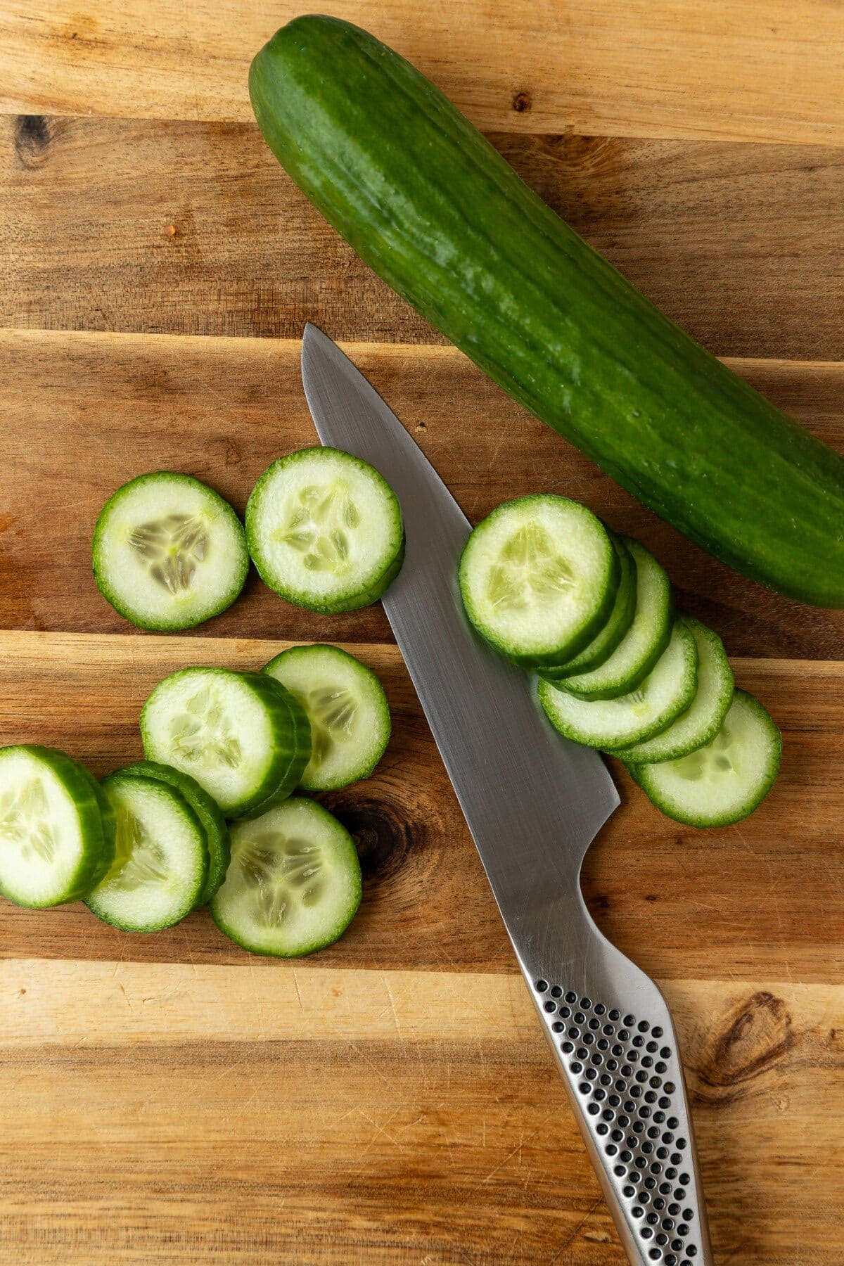 Sliced cucumber. 