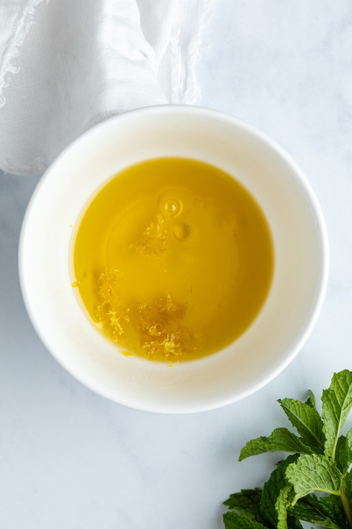 Dressing ingredients in a bowl. 