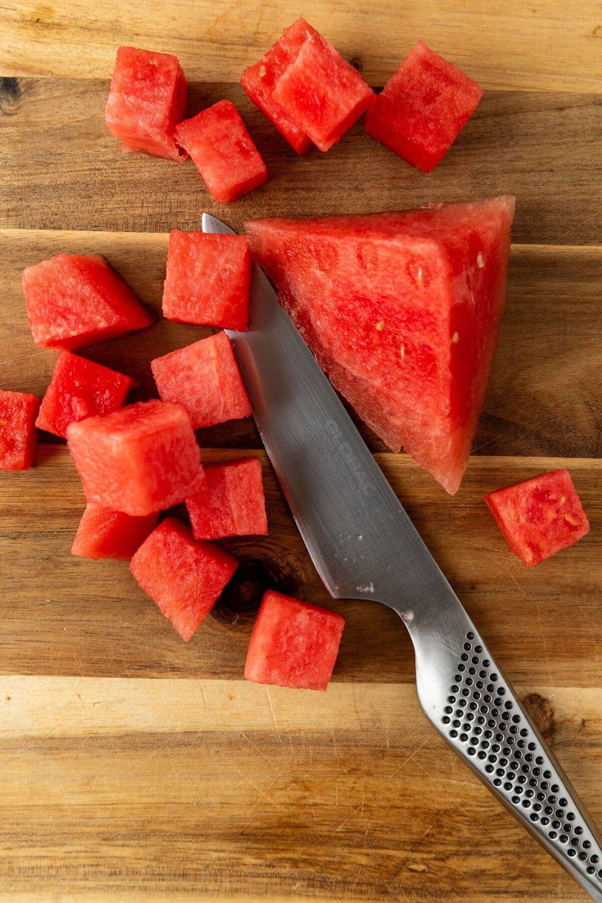 Cubed watermelon. 