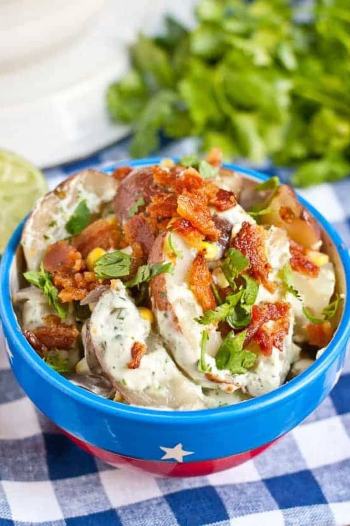 Are you enjoying the great outdoors this summer and wondering what to eat? Try some of these 20 Awesome Campfire Recipes!! Bowl of potato salad.