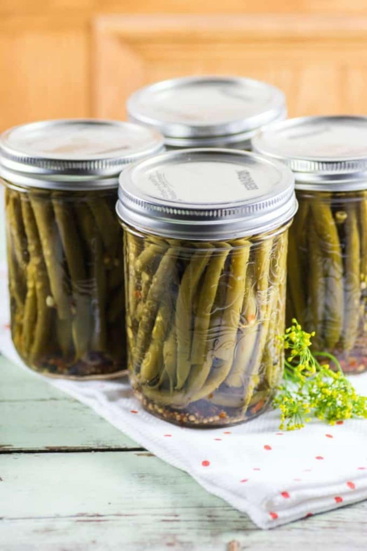 Green beans in jar.