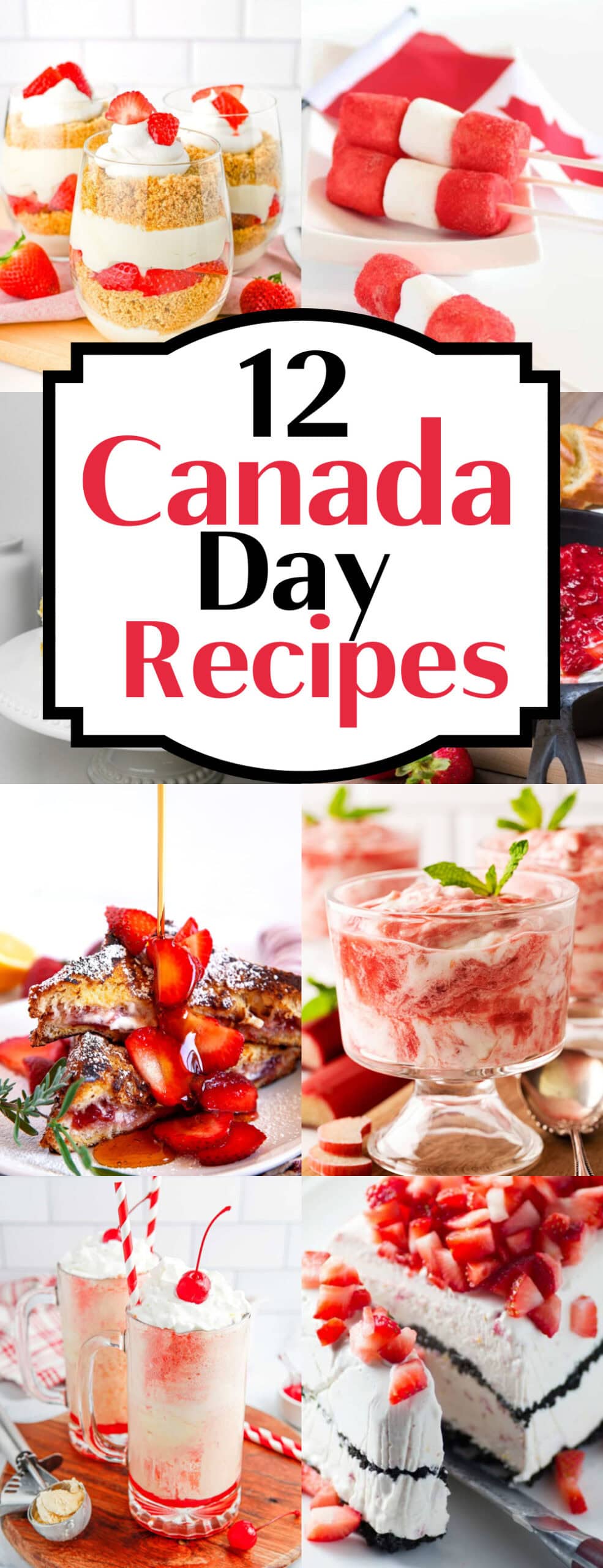These 12 Canada Day Recipes are sure to please everyone at all your celebrations. Everyone will be diving in to enjoy all of these festive recipes. 12 Canada Day Recipes Pin.