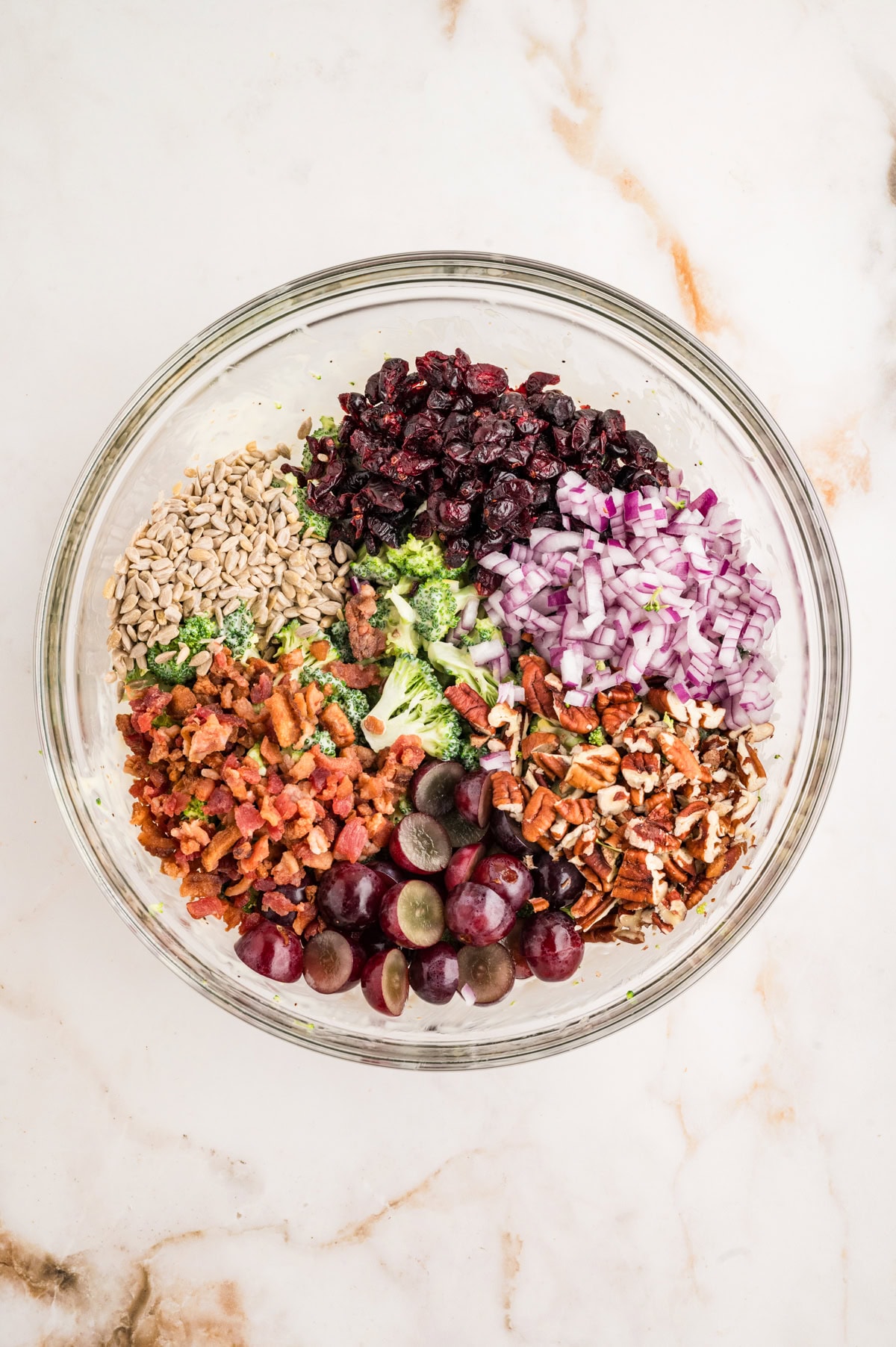 This Broccoli Salad is a keeper that you will want to bring out on a constant rotation. It is perfect for a summer BBQ, picnic or really at any time of the year. Adding more ingredients.