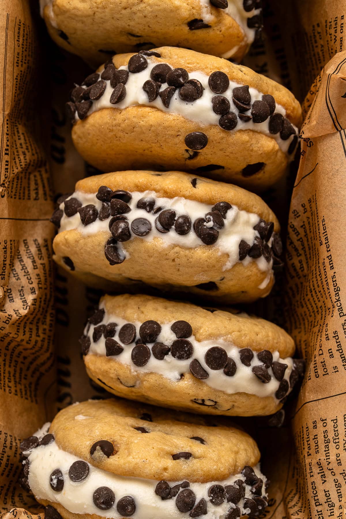 Make summer even more fun with these Cookie Ice Cream Sandwiches. These are a great make-ahead treat that is ready and waiting for you in the freezer for any time of the day. Cookie Ice Cream Sandwiches from overhead.
