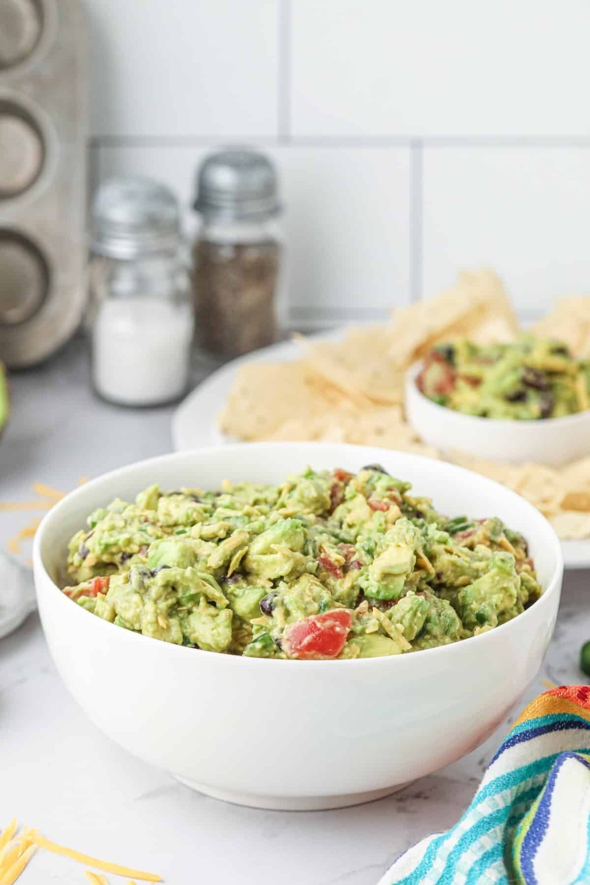 Bowl full of guacamole.