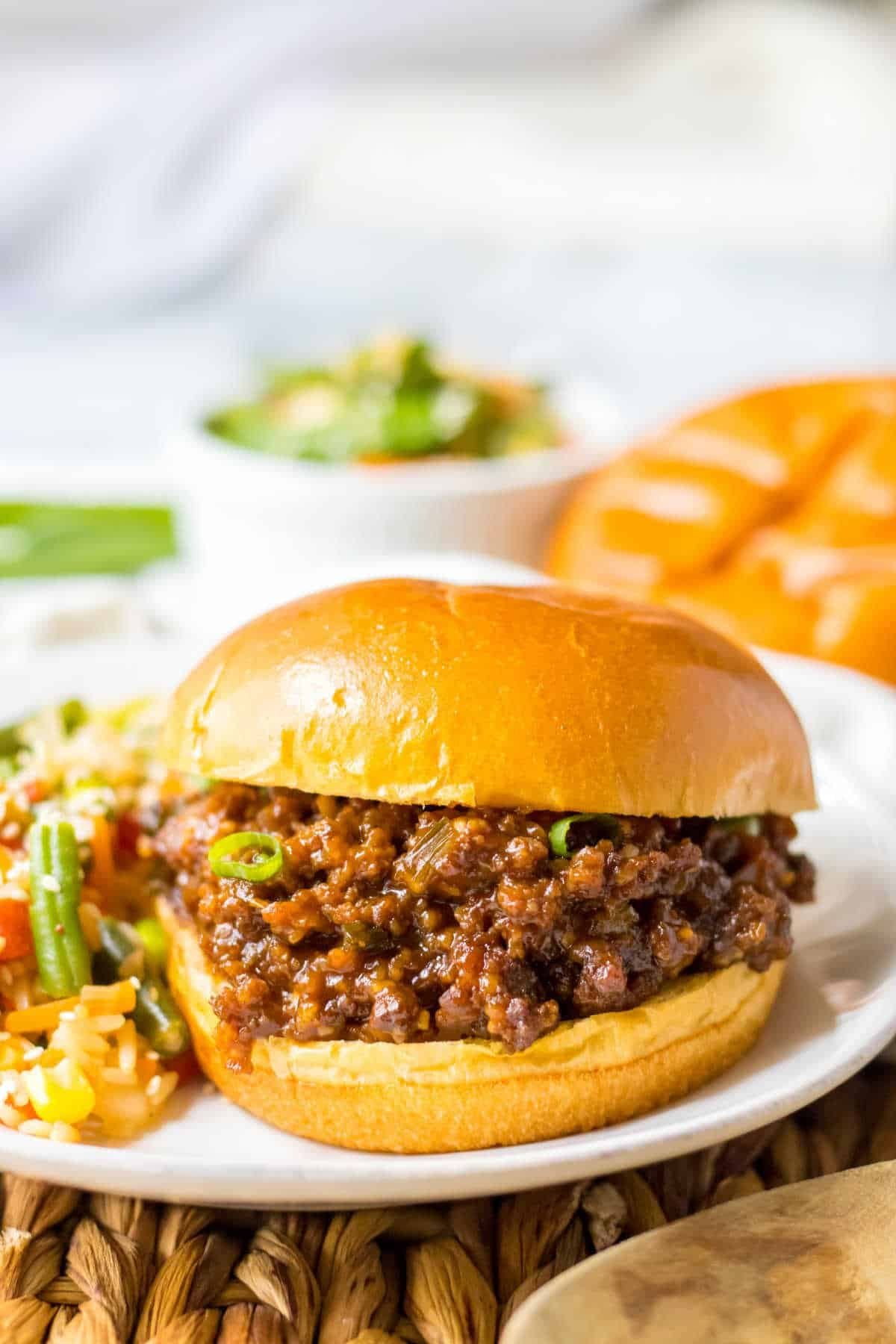Korean Sloppy Joes on a plate.