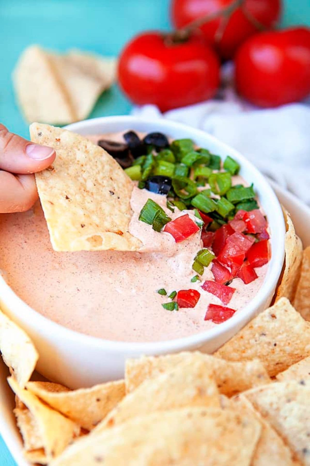 Small bowl of mexicali dip.