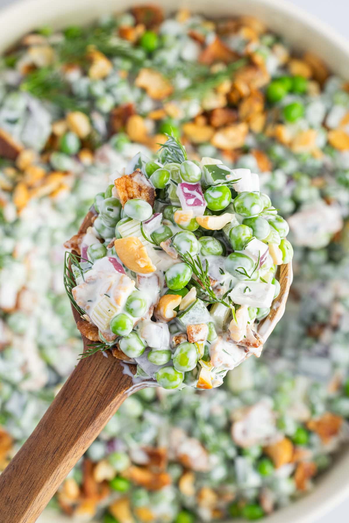 Spoonful of salad. 