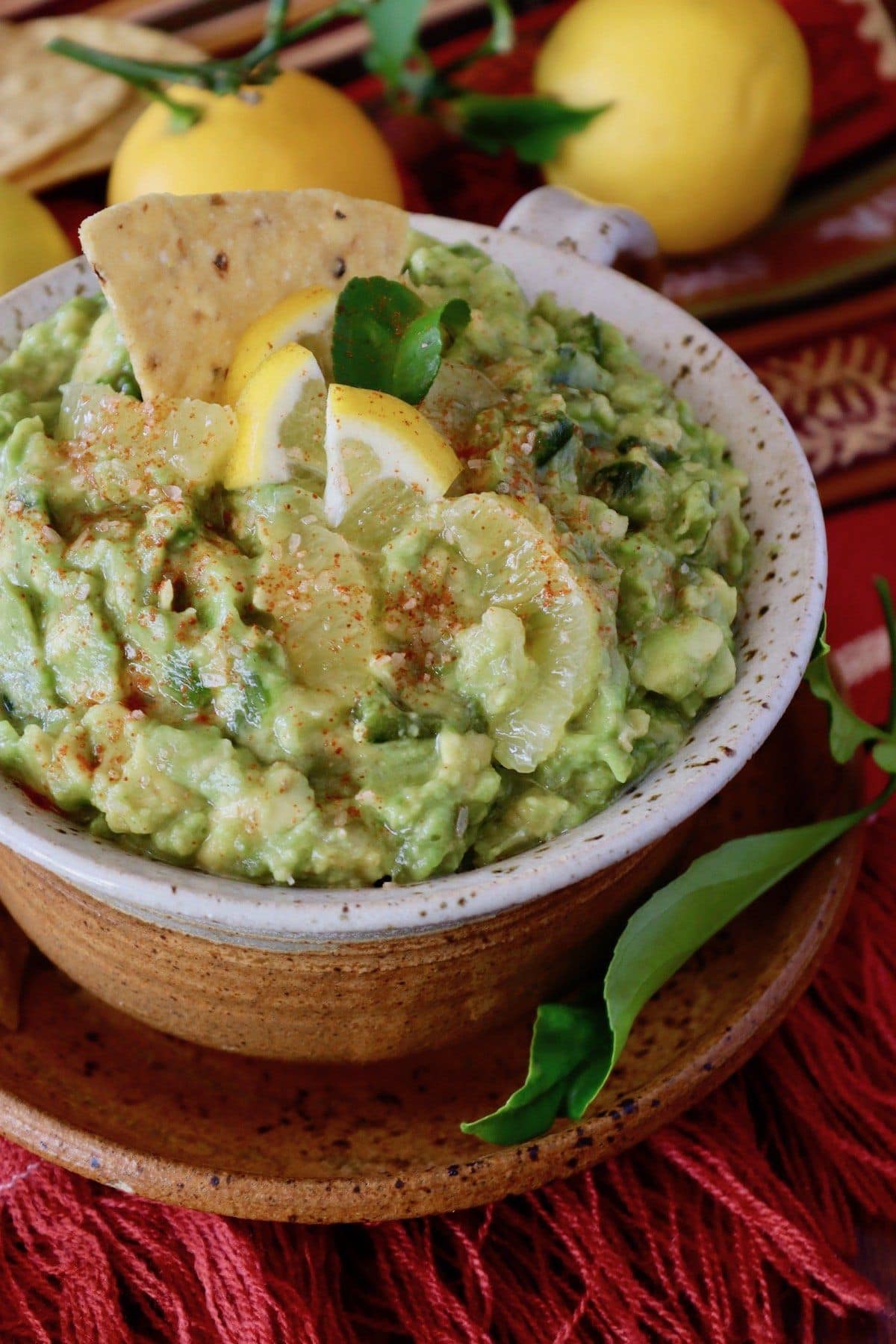 Small bowl of poblano guacamole.