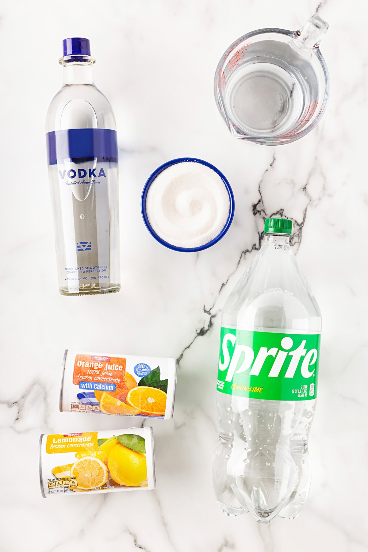 Vodka Slush ingredients.
