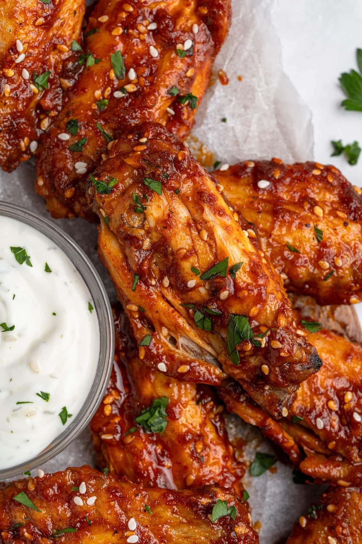 Wings in a serving basket.