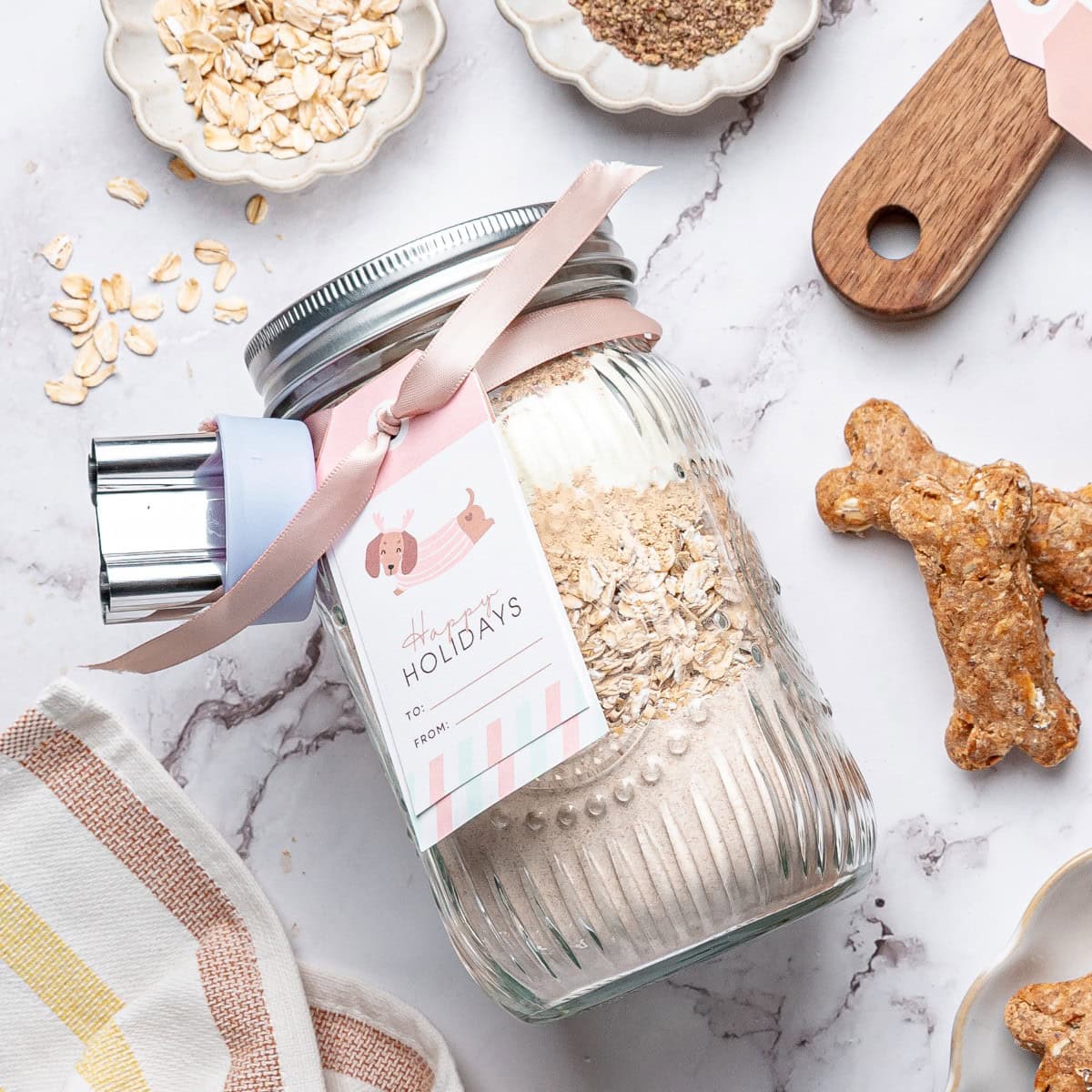 Dog cookie mix in a jar. 