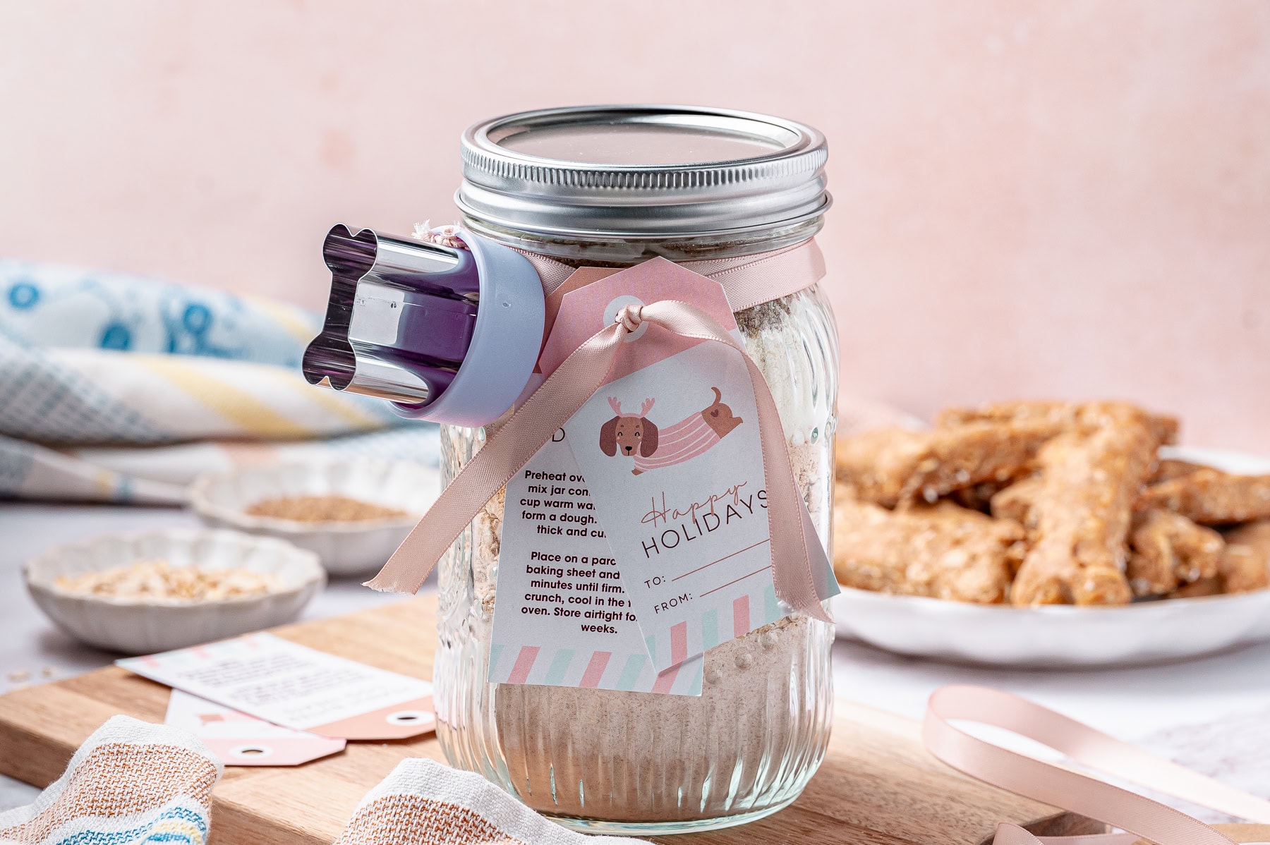 Jar of cookie mix. 