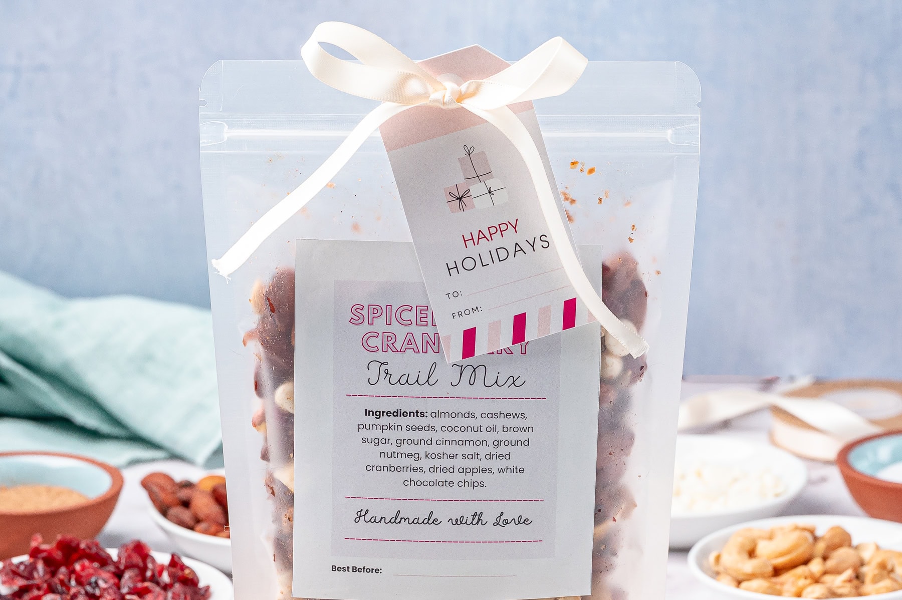 Landscape photo of the Trail Mix in a bag. 